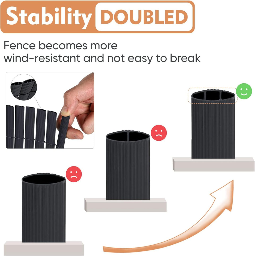 Sekey PVC Sichtschutzmatte 100x500cm Doppelte Verstärkung Innen, Balkon Sichtschutz mit Kabelbindern