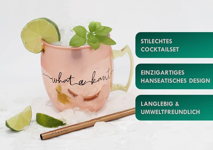 Whatakant - Moscow Mule Becher Set | 4er Flying Dutchman in Kupfer | 550 ml nachhaltige Kupferbecher