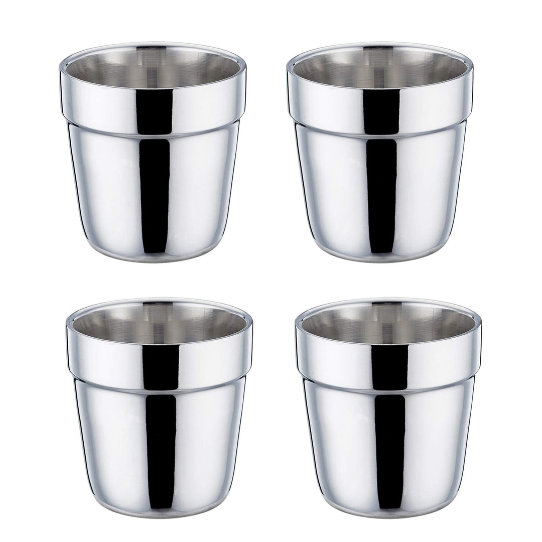 TEAMFAR Espressotassen 4er-Set, Edelstahl Dickwandige Doppelwandige Trinkbecher Teetasse Kaffeetasse