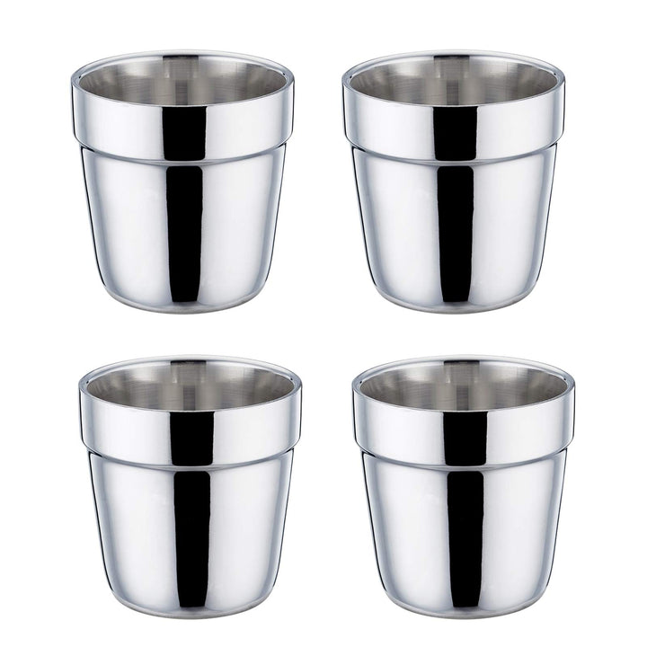 TEAMFAR Espressotassen 4er-Set, Edelstahl Dickwandige Doppelwandige Trinkbecher Teetasse Kaffeetasse