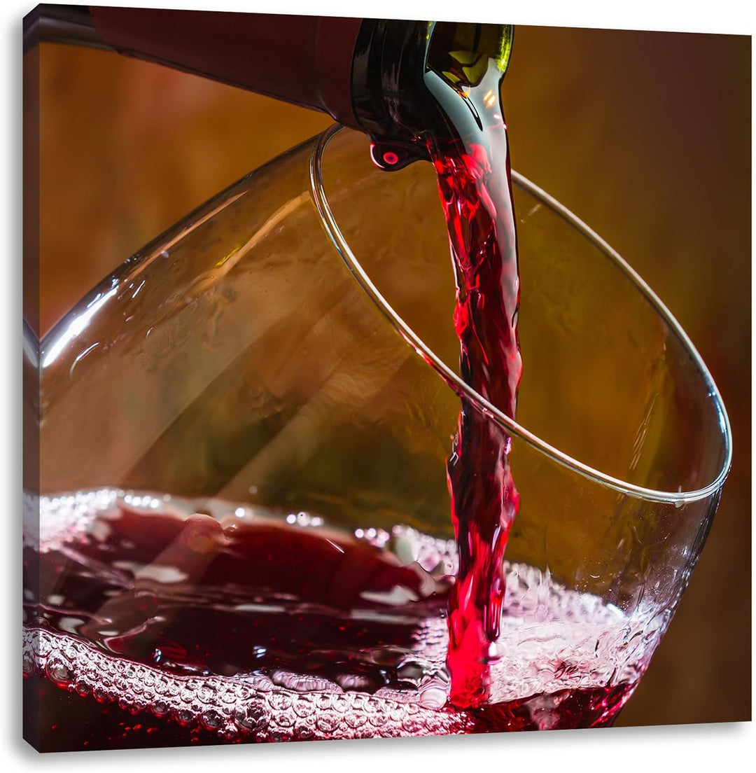 Pixxprint Edler Rotwein, Format: 70x70 auf Leinwand, XXL riesige Bilder fertig gerahmt mit Keilrahme