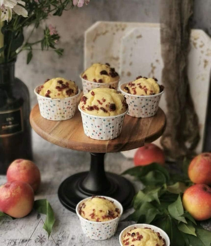 NUPTIO Rustikaler Tortenständer aus Holz: Schwarzer Cupcake-Ständer Rund Hochzeit Geburtstag Tortens