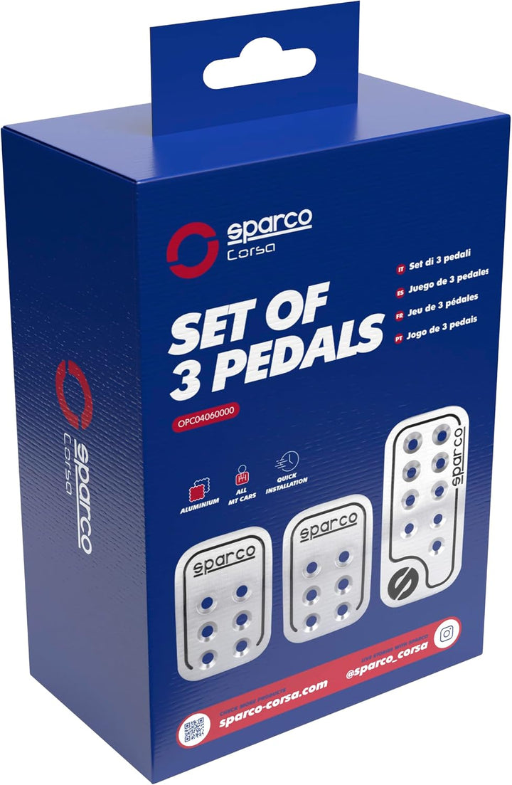 Walser 16959 Pedalset Sparco Racing 3 - teilig 150 ml, Chrom Aluminium Single, Aluminium Single