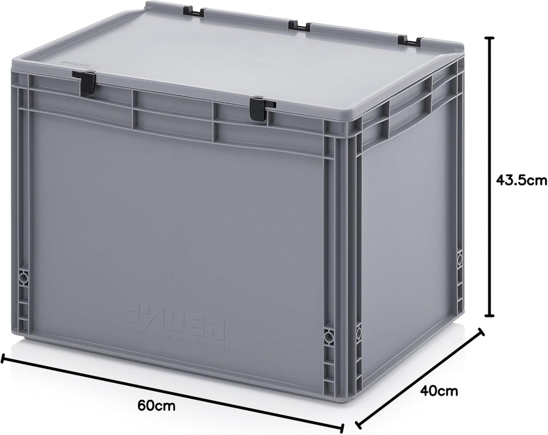 Auer Packaging Eurobehälter-Eurobox 60 x 40 x 43,5 cm mit Scharnierdeckel inkl. Zollstock - grosse L