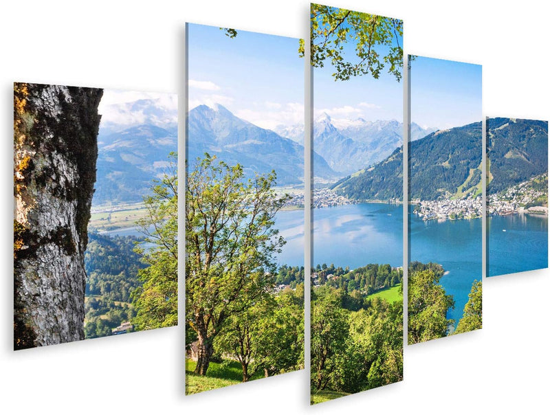 Bild Bilder auf Leinwand Schöne Landschaft mit Alpen und Bergsee in Zell am See, Österreich Wandbild