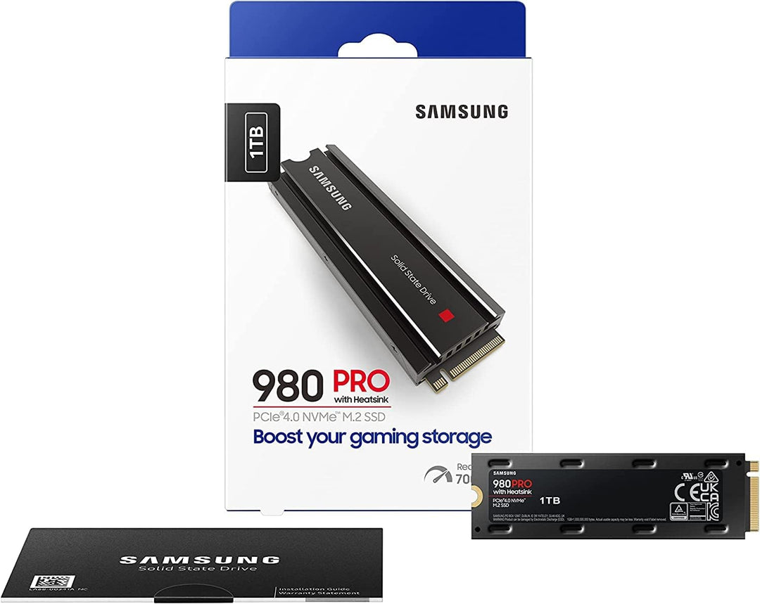 Samsung 980 PRO Heatsink M.2 NVMe SSD (MZ-V8P1T0CW), 1 TB, PCIe 4.0, 7.000 MB/s Lesen, 5.000 MB/s Sc