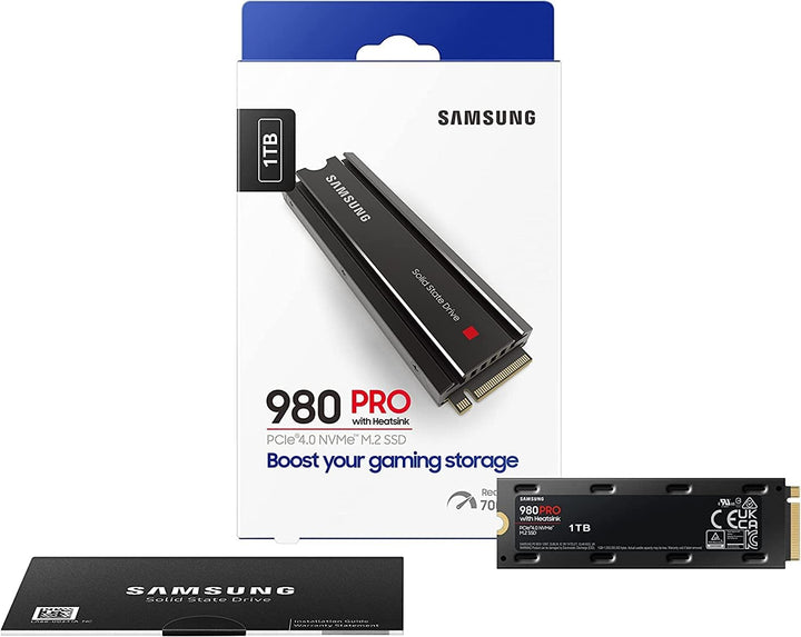 Samsung 980 PRO Heatsink M.2 NVMe SSD (MZ-V8P1T0CW), 1 TB, PCIe 4.0, 7.000 MB/s Lesen, 5.000 MB/s Sc