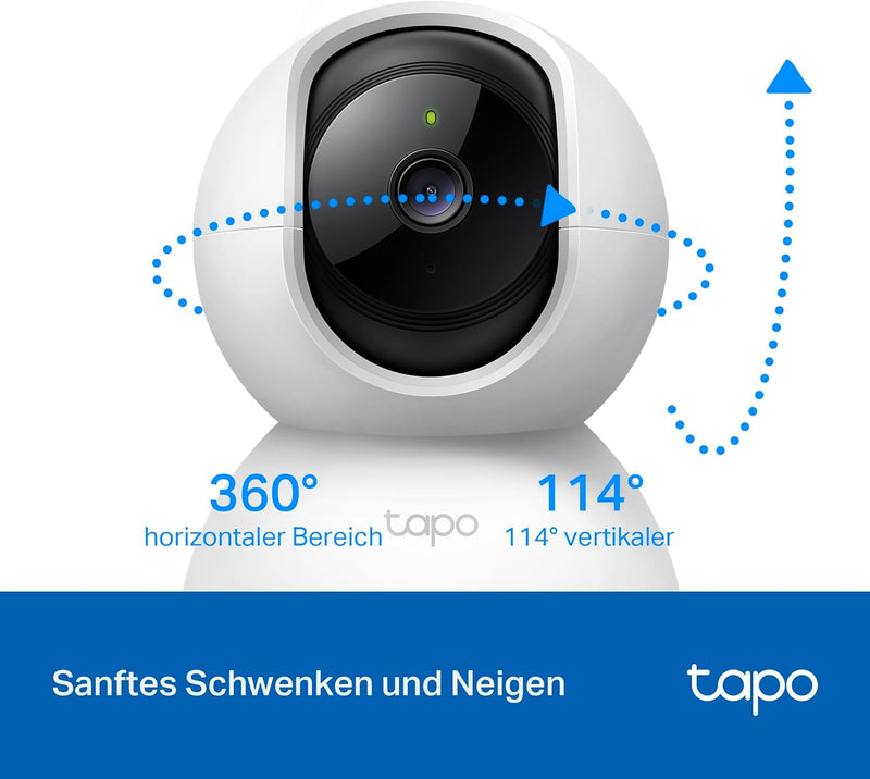 Tapo TP-Link C200P2 360° Überwachungskamera für den Innenbereich, 1080P, Nachtsicht, Bewegungserkenn