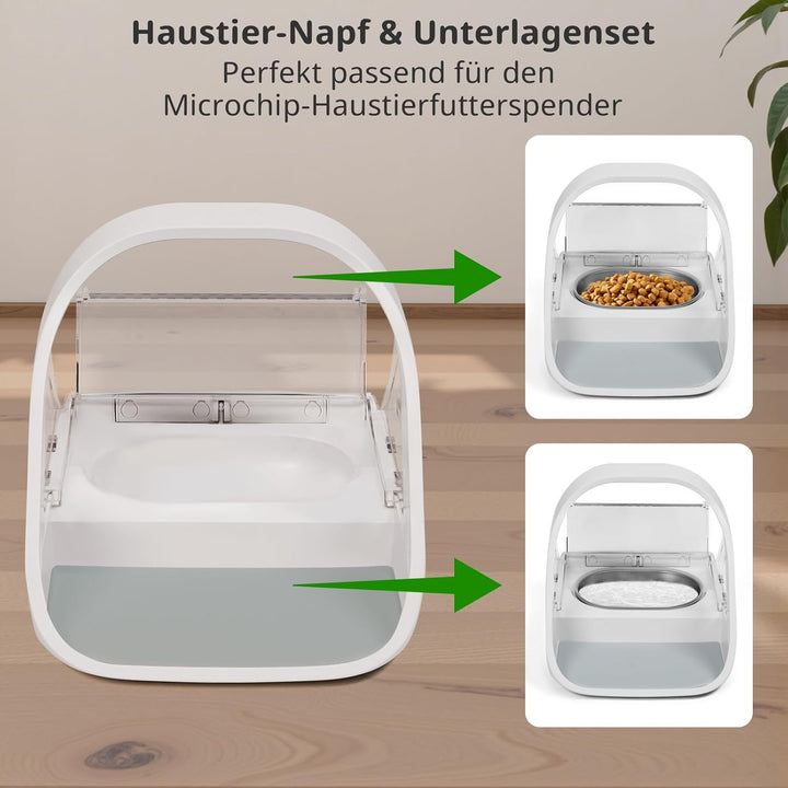 Edelstahlschalen für automatischen Mikrochip-Futterautomat für Haustiere – Dichtungsring-Design zur