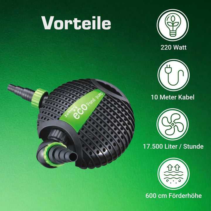 Jebao Teichpumpe Eco ATP18000 Liter Pumpe ECO-Technologie 17500 l/h 230V
