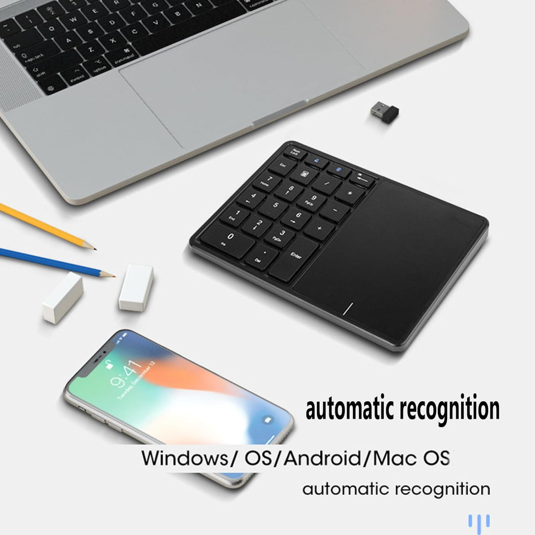 Kabelloser Nummernblock mit Touchpad, Bluetooth-Nummernblock für Laptop, 22 Tasten Wireless BT Dual
