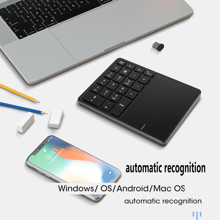 Kabelloser Nummernblock mit Touchpad, Bluetooth-Nummernblock für Laptop, 22 Tasten Wireless BT Dual
