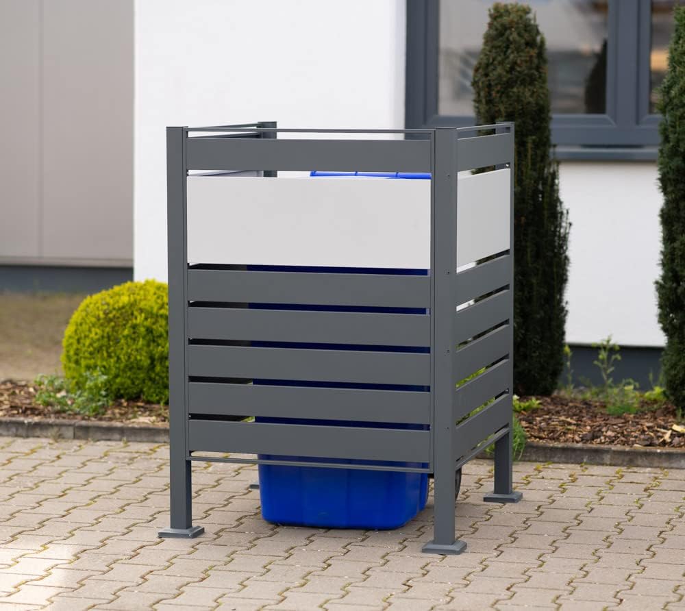WESTMANN 1er Mülltonnenverkleidung Planum | Metall 80x80x120 cm Grau/Hellgrau | Mülltonnen Sichtschu