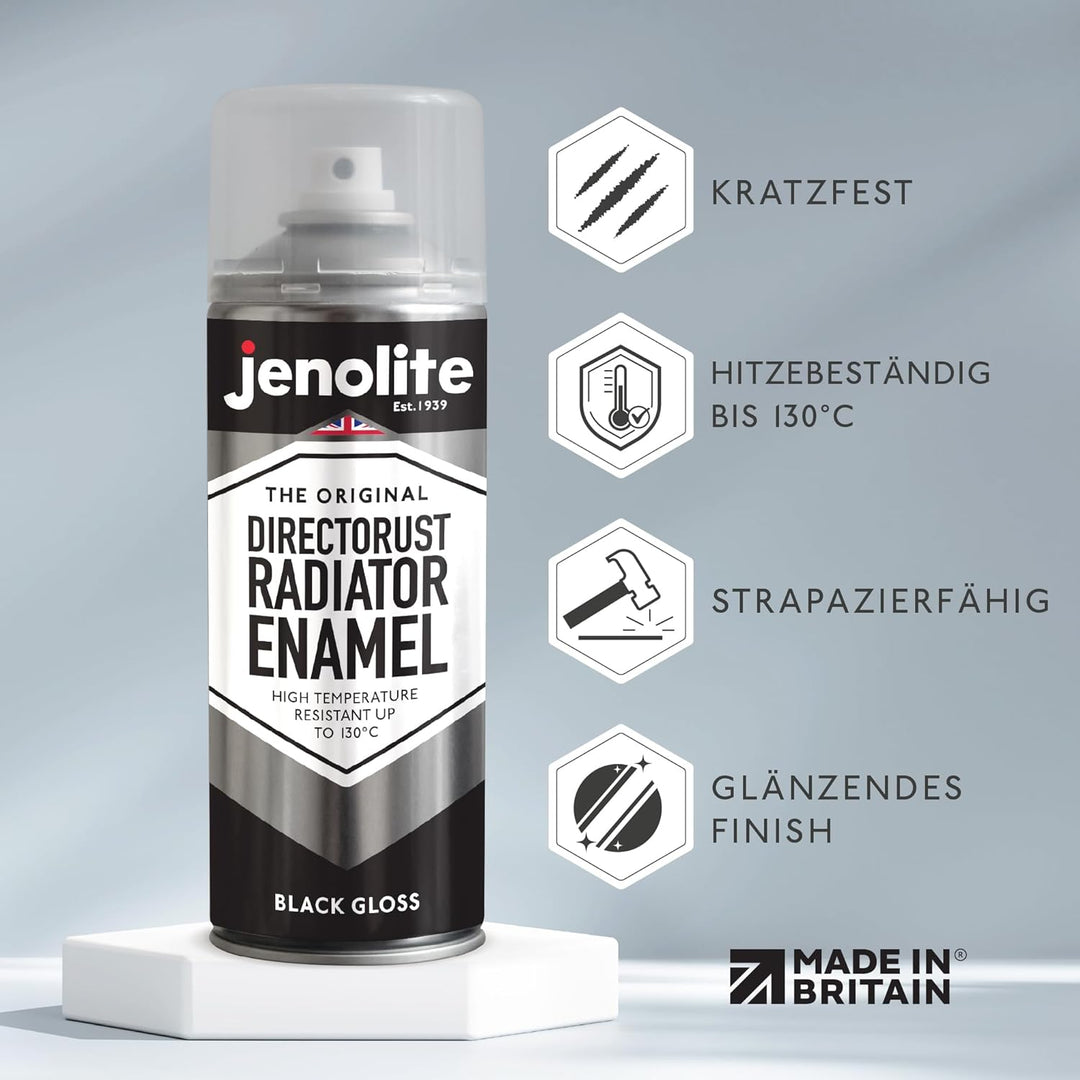 JENOLITE Heizkörperlack | Emaille-Sprühfarbe für Heizkörper | Schwarz glänzend | 3 x 400ml 3 Schwarz
