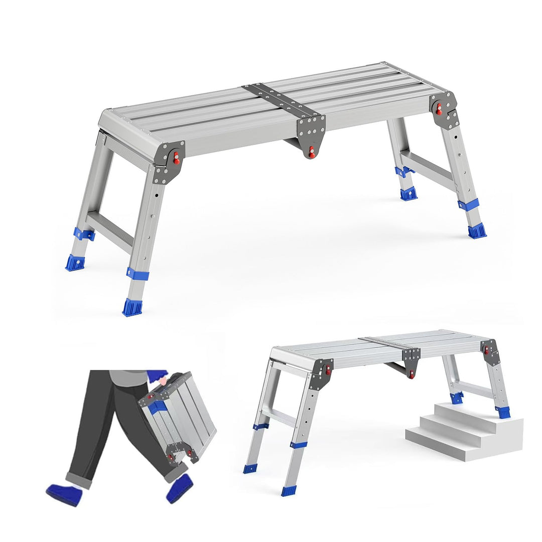 Klappbare Arbeitsplattform für Erwachsene, klappbarer Aluminiumhocker, höhenverstellbar, leichte und