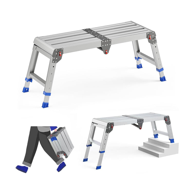 Klappbare Arbeitsplattform für Erwachsene, klappbarer Aluminiumhocker, höhenverstellbar, leichte und