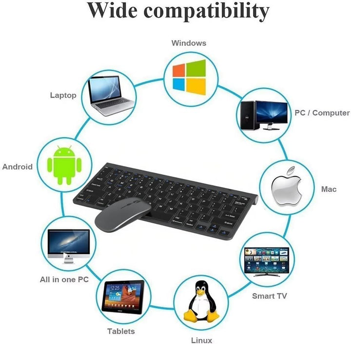 Tastatur Maus Set Kabellos, Bluetooth5.0/3.0 Tastatur & 2.4 GHz USB 3 Mode, Funktastatur Mit Maus Si
