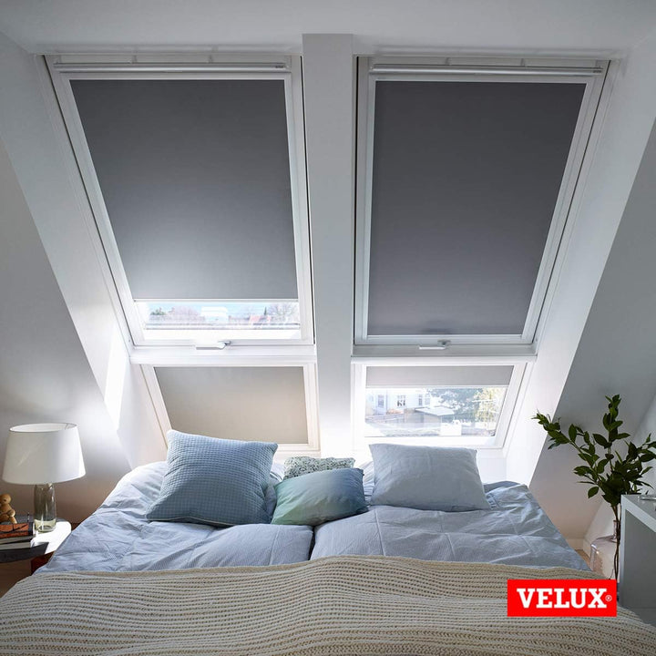 VELUX Original Dachfenster Verdunkelungsrollo für CK06, Sandbeige Gepunktet, mit Weisser Führungssch