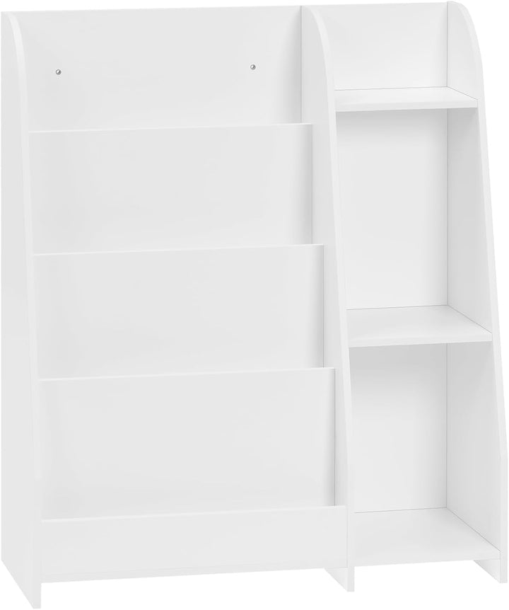 Lestarain Bücherregal Kinder, Montessori Kinderregal, Spielzeugregal, mit 4 Regalebenen und 3 Fächer