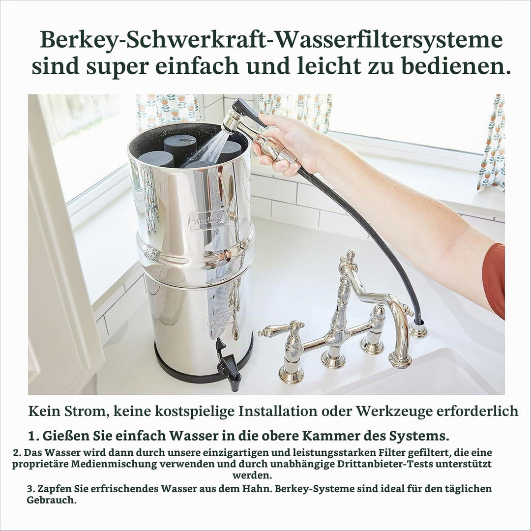 Berkey BK4X2-BB Big Berkey Stainless Steel Water Filtration System with 2 Black Filter Elements by