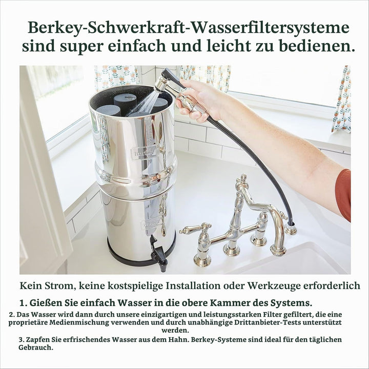 Berkey BK4X2-BB Big Berkey Stainless Steel Water Filtration System with 2 Black Filter Elements by