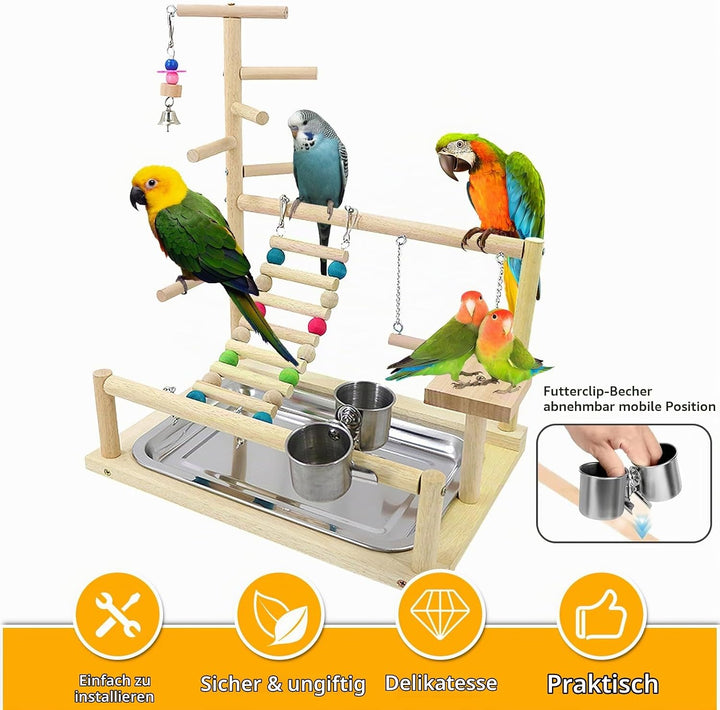 Wellensittich Spielplatz Vogel-Spielplatz, Papageienspielständer Mit Feeder Cup Und Tablett, Vogel-P