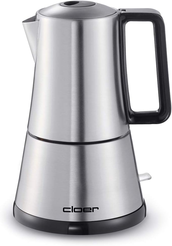 Cloer 5918 Moka Maker, "Espressokocher", 3-4 Tassen, Edelstahleinsatz, Sicherheitsabschaltung, Siche