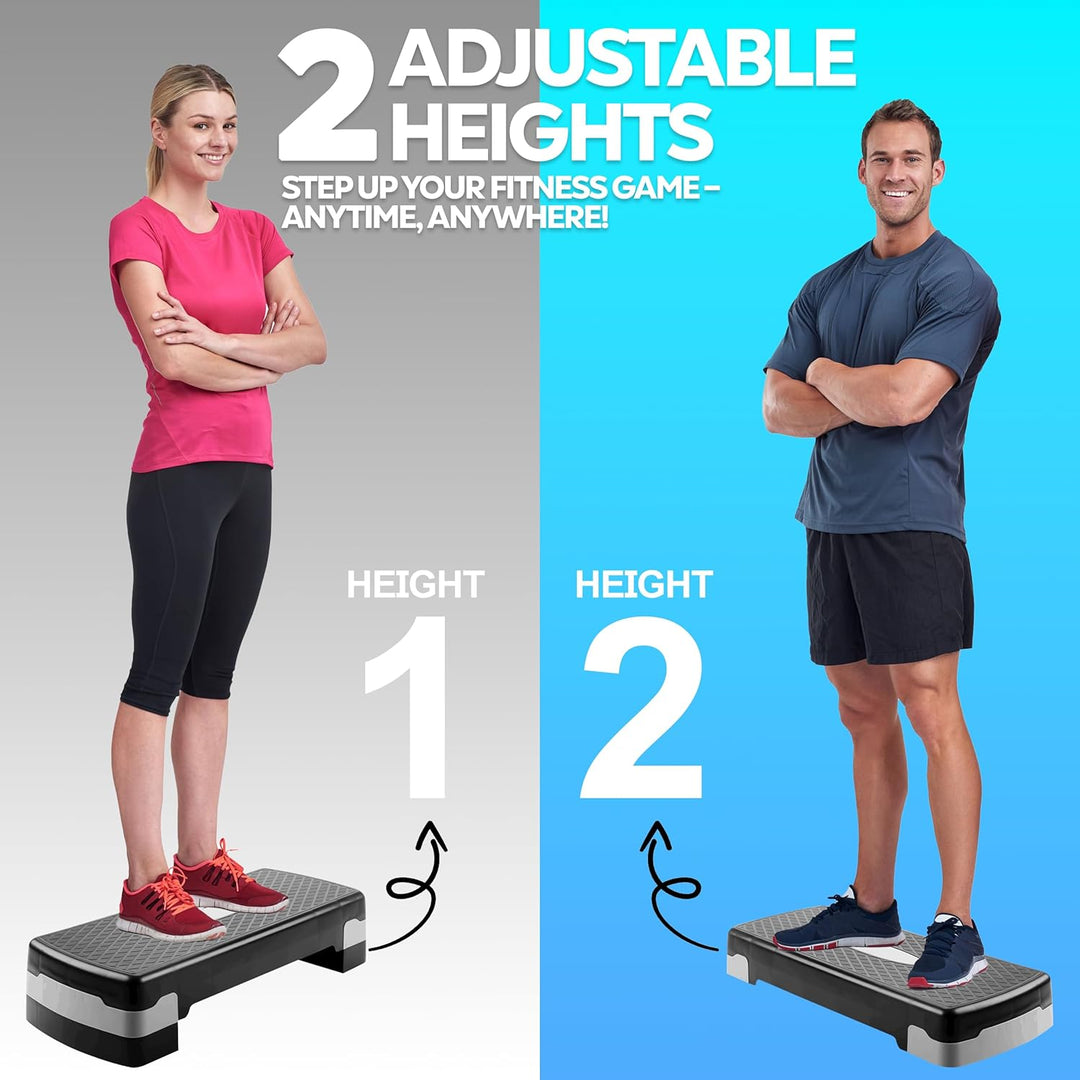 TechFit Aerobic Stepper, höhenverstellbar, rutschfeste Oberfläche, belastbar bis 120 kg, aus leichte