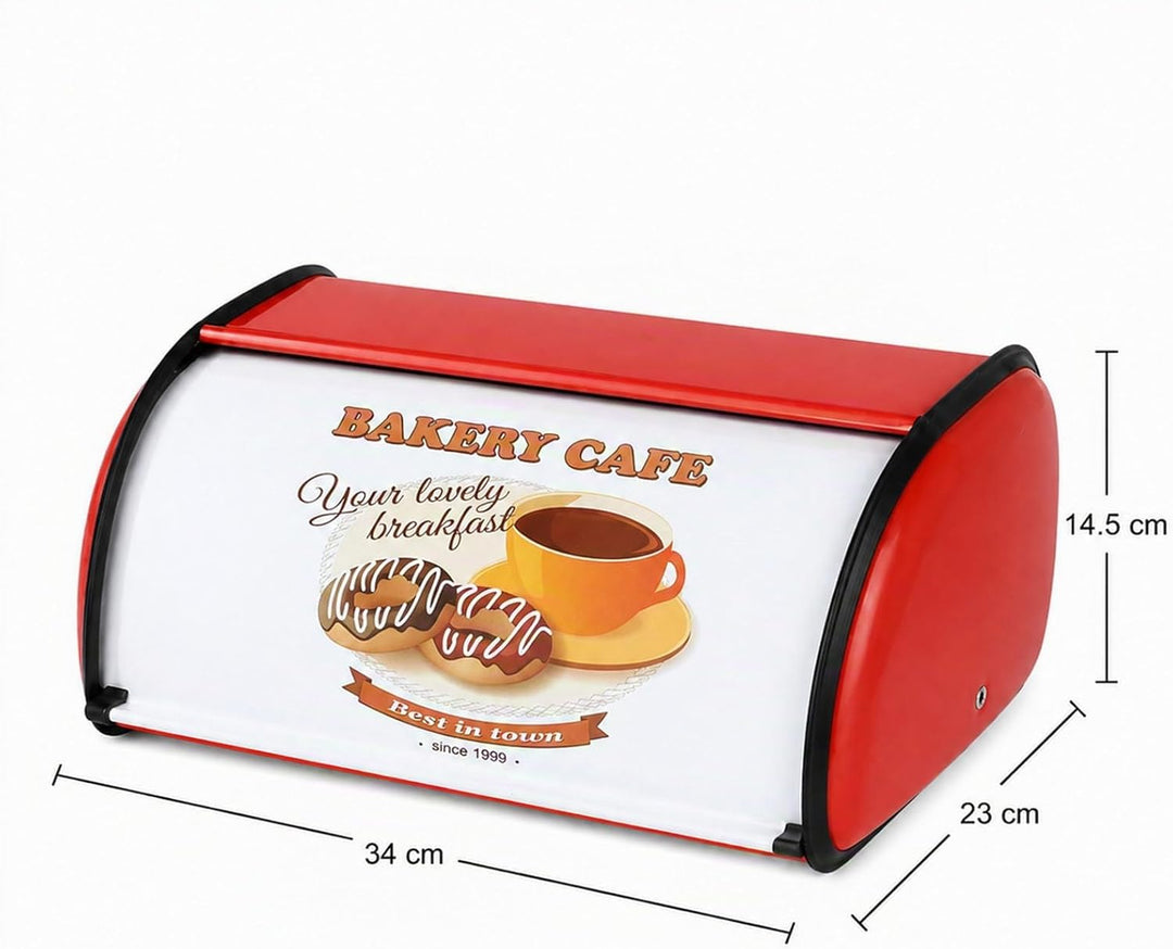Brotkasten Edelstahl Metall mit Deckel, Brotbox Brotaufbewahrung für Küche, Bread Box Retro Design W