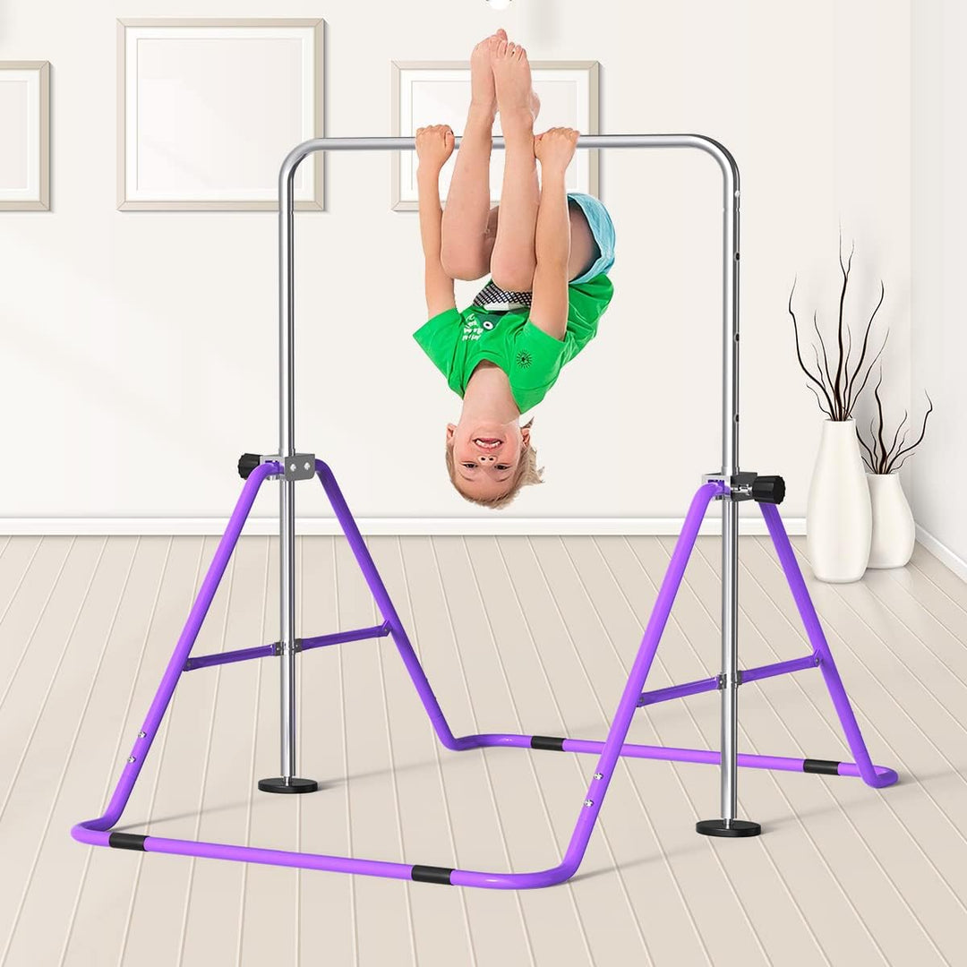 FBSPORT Kids Gymnastics Bar with Adjustable Folding Horizontal Bar Pull Up Expandable Junior Home Eq