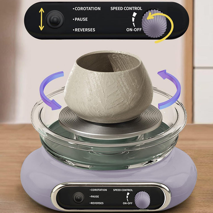 töpferscheibe elektrisch, 200R/min Mini-Töpferscheibe, 12cm Drehteller Tonmaschine mit 8 Stück Bildh