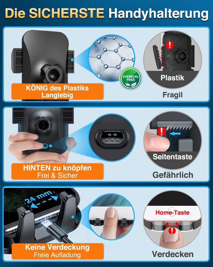 VANMASS Handyhalterung Auto 2022 Upgrade Version Handy Halterung Auto 3 in 1 Kfz Handyhalterung Lüft