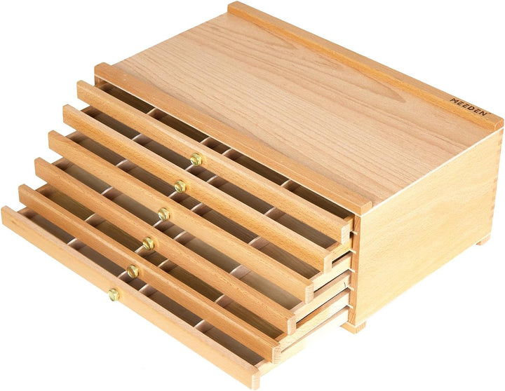 MEEDEN Aufbewahrungsbox für Künstler, 6 Schubladen, tragbar, Buchenholz, für Künstler und Pinsel, Au