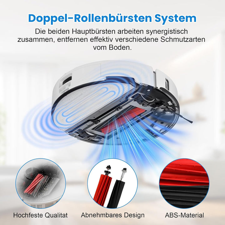 22 Stück Zubehör für Roborock S8 / S8+ Saugroboter | 4 Hauptbürste, 4 Filter, 6 Wischtücher, 6 Seite