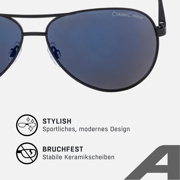 ALPINA A 107 - Verspiegelte und Bruchsichere Sonnenbrille Mit 100% UV-Schutz Für Erwachsene Black Ma