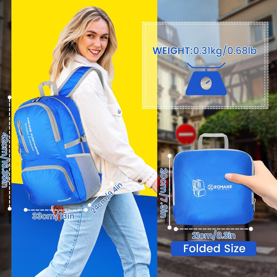 ZOMAKE Leicht Faltbarer Rucksack - Packbare Backpacks 35L,Kleiner Faltbar Rucksäcke Wanderrucksack W