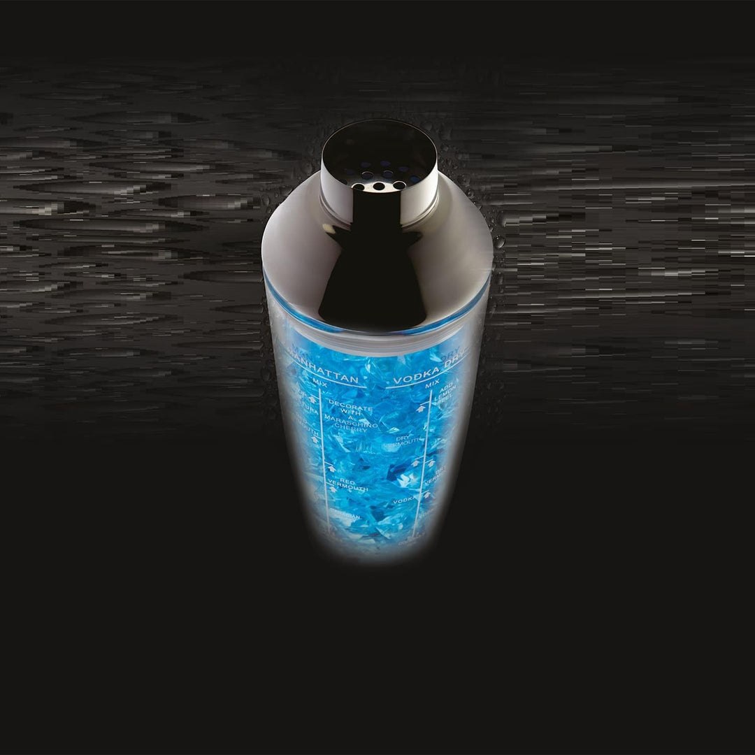 Bar Craft Boston Cocktailshaker, mit aufgedruckten Rezepten und Massangaben, Glas, Transparent, in G