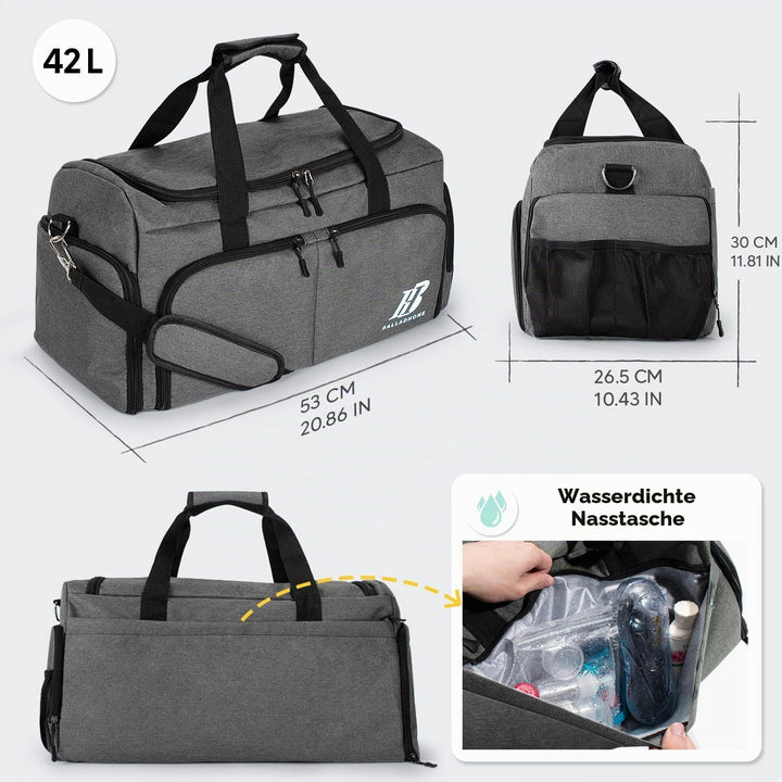 Sporttasche Reisetasche für Damen und Herren Trainingstasche Gym Bag mit Schuhfach und Nassfach Duff
