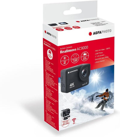 AgfaPhoto Realimove AC9000-30 m wasserdichte Digitale Action-Kamera (True 4K, EIS Anti-Shake, 170 °