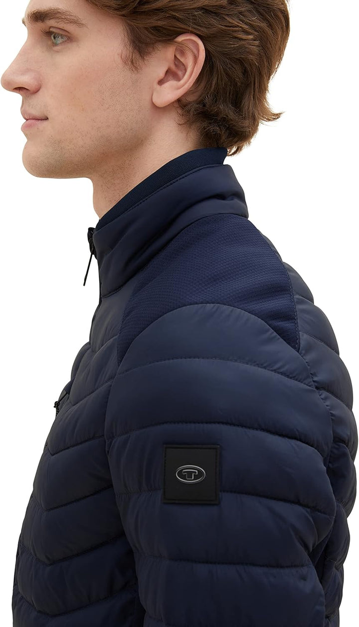 TOM TAILOR Herren Hybrid Steppjacke mit Stehkragen S 10668-sky Captain Blue, S 10668-sky Captain Blu