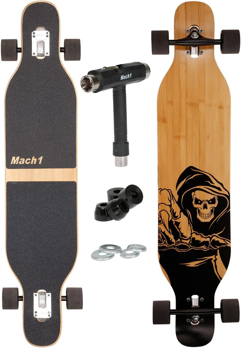 FunTomia Longboard mit 3 Flex Stufen Drop Through Cruiser Komplettboard Mach1 Speed Kugellager T-Too