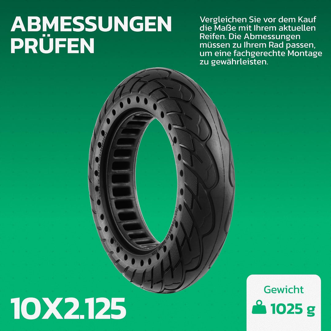 MOOVMOOV Vollgummireifen 10x2.125 - Für Elektroroller Pure Air, SoFlow S06, Vivobike S2 & S3 Max, et