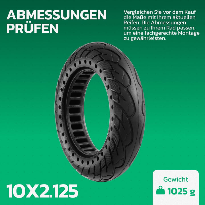 MOOVMOOV Vollgummireifen 10x2.125 - Für Elektroroller Pure Air, SoFlow S06, Vivobike S2 & S3 Max, et