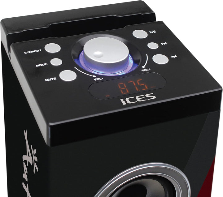 Lenco iCES IBT-6 Bluetooth Standlautsprecher - 40 Watt RMS - PLL FM Radio - USB Eingang - SD-Kartens