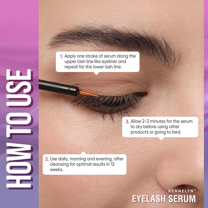 Eyelash Serum Lash Growth Enhancer: Advanced Natural Formula for Long Thickening Eyelashes - Safe fo