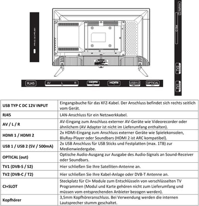 Reflexion LEDA24OSBT Smart LED Akku Fernseher powered by webOSHub, 60 cm/24 Zoll, Camping/Wohnmobil/