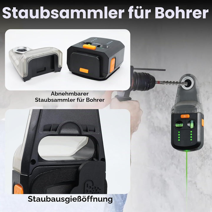 Elektrischer Bohrstaubabsauger Laser 3-in-1 5KG Tragfähigkeit Wandmontage Laser-Wasserwaagenhalter 2
