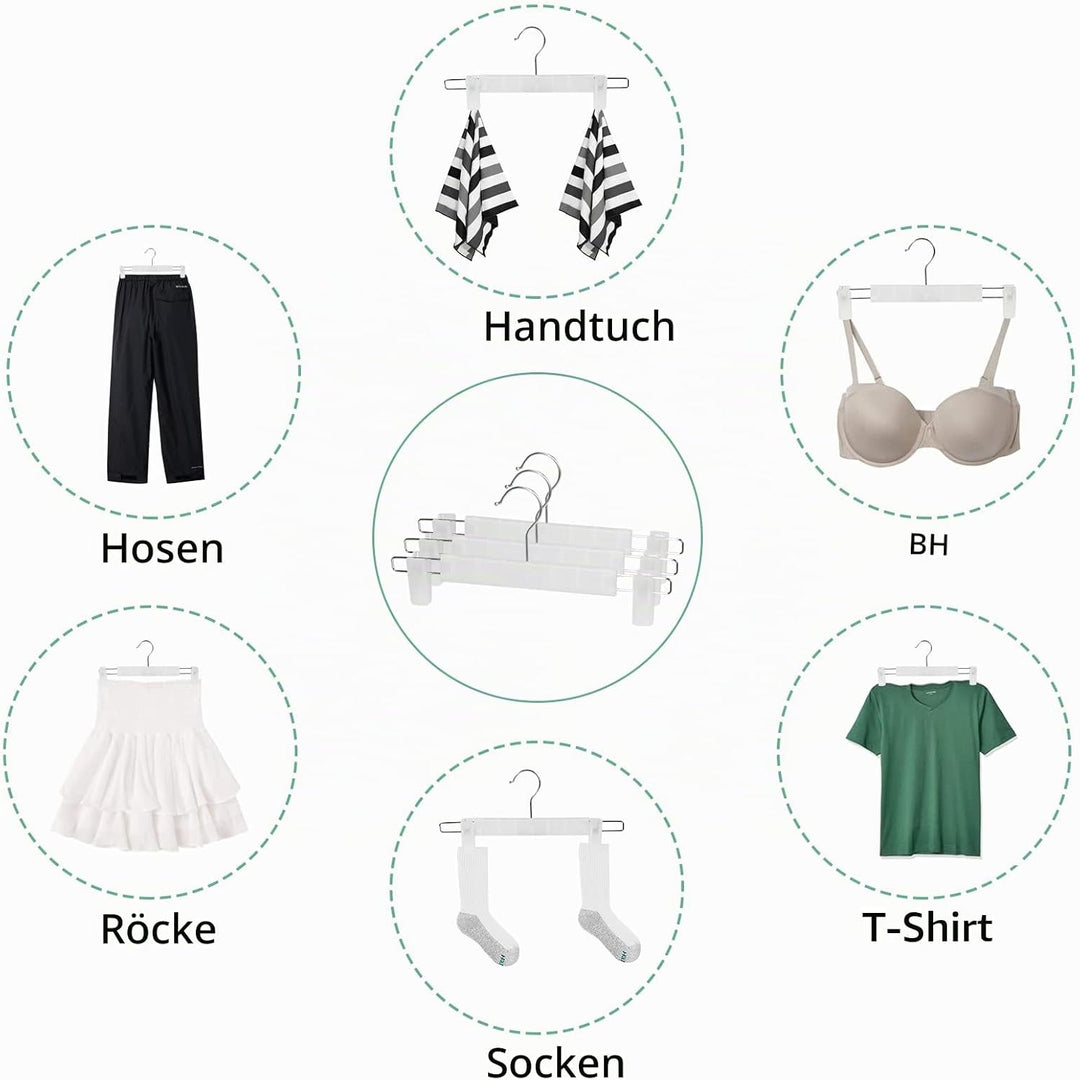 20 Stück Kleiderbügel mit starken Antirutsch verstellbaren Clips Haken, Platzsparende Hosenbügel für
