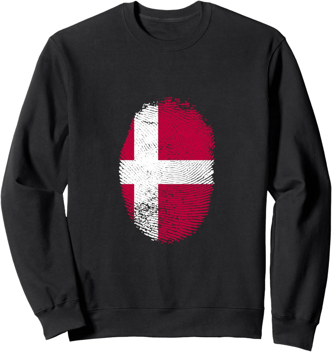 Dänemark Flagge Fingerabdruck Stolze Dänen Männer Frauen Kinder DNA Sweatshirt