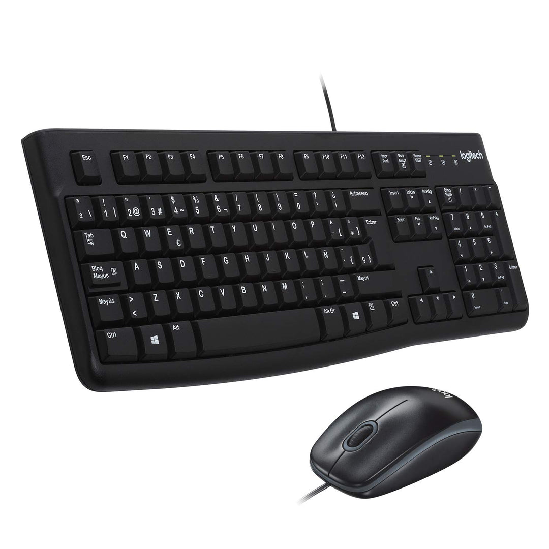 Logitech MK120 Kabelgebundenes Set mit Tastatur und Maus für Windows, Spanisches QWERTY-Layout - Sch